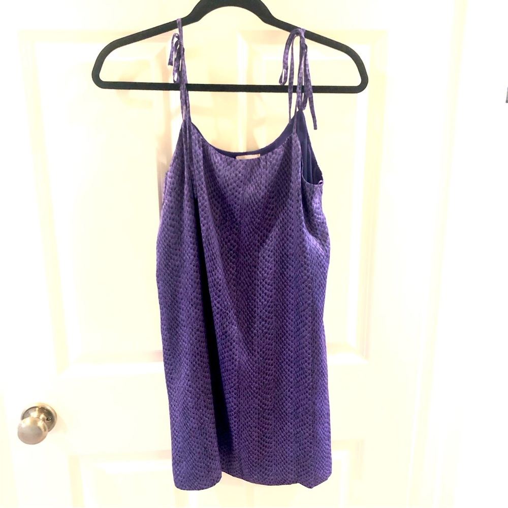 Women’s Mini Purple Slip Shift Dress with Adjustable Shoulder Ties